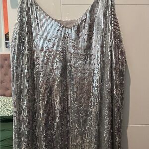 A New Day Silver Sequin Top